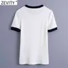 T-shirt da donna basic o collo manica corta casual slim donna nero bianco patchwork lavorato a maglia top estivo chic LS9019 210416