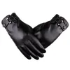 Five Fingers Gloves Leather Fur Sheepskin Fashion Men Winter Autumn Warm Thermal Wool Fleece Snow Mittens Outdoor Finger Wrist