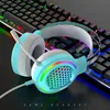 Bunte RGB-Licht-Gaming-Kopfhörer, USB 7.1, kabelgebunden, Rauschunterdrückung, Stereo-Super-Bass-Headsets, Kanal-PC-Game-Headset mit Mikrofon, Blau, Rosa, für Mädchen-Kopfhörer