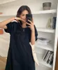 Fashionable Women's Dress Sommar Enkel Lazy Loose Mid-Length Pläted Design Puff Sleeve Round Neck for Women 210520