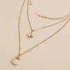 Colares de pingente de jóias de Natal Ins Versátil Tianmang Star Lua Colar na moda multi-camada empilhada