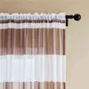 Light Gray Coffee Sheer Curtain for Living Room Bedroom Kitchen Home Decorative Striped Voile Semi Tulle on Windows Drapes 211203