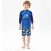 Kids Boy Swimsuit Two Piece Children Swimwear Child Swim Trunk Beach Cap Baby Cartoon Split Rash Guard Bathing Suit