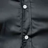 Mens Shinny Soie Comme Satin De Luxe Robe Chemises Marque Hommes De Mariage De Bal De Smoking Mâle Chemise Décontractée Camisa Masculina Noir 210331
