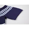Старинные женские футболки с плечами вязание ковры летом повседневные повседневные полосы моды для 210515