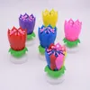 Musical Birthday Candle Magic Lotus Flower Candles Blossom Rotating Spin Party Candle 14 Small Candles 2layers Cake Topper decoration