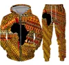 Toptan - 2022 Yeni Moda Dashiki Rahat 3D Fermuar Hoodie Kazak / erkek Eşofman 2 Parça Set Sportwear Erkek Giyim Suit @ 02