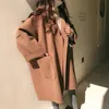 Oversize Coat Female Autumn Women Wool Big Pocket Woman's Camel Ladies Long Casual Loose Plus Size Black