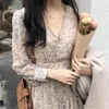 Spring Women Autumn Fall Arrivals Design Elegant Retro Vintage Korean Style Long Chic Korea Dress 210520