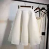 Nomikuma Spring Mesh Plaid Hollow-out Skirts Korean High Waist A-line Women Skirt Fashion Space-cotton Faldas Mujer 6G107 210427