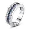 Rows Cubic Zirconia Diamond Band Band Finger Blue CZ zaręczynowe obrączki dla kobiet biżuteria mody Will i Sandy