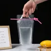Sacchetti per bevande da 17 once Sacchetti smerigliati Cerniera trasparente Stand-up Portaborse in plastica Richiudibile Resistente al calore con cannuccia