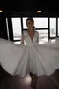 2021 A Line Wedding Dresses Plus Size Bridal Gowns V Neck Long Sleeve Knee Lenght Vestios De Novia