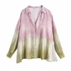 ZA Women Tie Dye 2 Stuks Set Lange Mouw Shirt Oversized Blouse Broek Pak Mode Outfit Broek Sets 210930