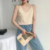 Summer Women Chic Tops Knitting Solid Multi Colors Tank Sexy Basic Lady Bottoming V-Neck Vest Gilrs 210428