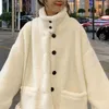 Women's Jackets 2021Korean Fashion Thick Wool Cashmere Coat Fur Stand-Up Collar Mori Female Lamb Winter College Style