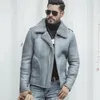 Mäns Läder Faux Vinter Äkta Jacka Män Real Fur Shearling Jackor Sheepskin Coat Short Chaqueta Cuero Hombre WP17A359 KJ1415