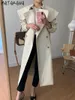 MATAKAWA Trench coat da donna elegante con risvolto doppiopetto lungo Corea Autunno Giacca a vento lunga da donna 210513