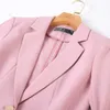 Pink Half Sleeve Women Casual Temperament Fashion Summer Formal Slim Jacket Office Ladies Work Coat Black 210604