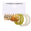 Hoop & Huggie YCD Fashion Colorful Acrylic Earrings Set For Women Gold Metal Pearl Jewelry Party Accessories