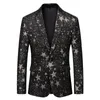 Men's Suits & Blazers 2021 Single Western Jacket Korean Style Trendy Five-pointed Star Print Slim Suit Mens Vagueleblazers