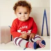 Baby Boys Roupas Train Stripe Calças Crianças Camisetas Pijamas Conjuntos De Roupas De Criança Conjunto de Moda Crianças Tops Calças 210413