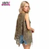 Jastie Hippie Froral Patch Design Vest Retro Vintage Haak Zomer Strand Cover Up Top Asymmetrische Open Stitch Kimono Cardigain 210910