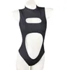 Costume da bagno intero in bianco e nero con cerniera sexy Tankini senza pancia e vita Costume da bagno europeo americano vuoto per donna