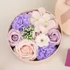 Fournitures de fête Savon parfumé Rose Pétales parfumés artificiels Fleur Boîte cadeau en forme ronde Décoration de mariage Cadeau Saint Valentin pour petite amie