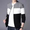 ブロワン秋の男性カジュアルカーディガンセータージャンパー冬のファッションの縞模様のポケットニットのoutwearコート210909