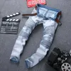 Erkek Skinny Jean Sıkıntılı Ince Elastik Kot Denim Biker Kot Hip Hop Pantolon Yıkanmış Jeans Plus Boyutu 28-42, YA558 210622