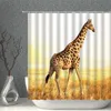 Duschvorhänge, Giraffen-Vorhang-Set, Sonnenlicht, Landschaft, Tier, wasserdichtes Tuch, Badewanne mit Haken, Multisize-Badezimmer-Bildschirm-Dekor 1446437