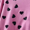 Autunno Inverno Moda Coreana Rosa Pull Femme Stampa Cuore Vestiti Ricamo Maglione lavorato a maglia corto Pullover Top 210514