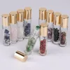 10ML Natural Semiprecious Stones ssential Oil Gemstone Roller Ball Bottles Clear Glass Healing Crystal Chips