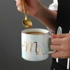 Marmeren keramiek koffie mokken gouden letter tumblers paar thema ontbijt melk thee reizen kopjes voor valentijnsdag bruiloft geschenken Wll-WQ603