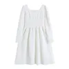 Высокая талия эластичный тонкий женское платье белый урожай Vestidos женский корейский улица MORI Girl ins леди платья винтажные Frocks 210417