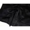 Draped Drawstring Bodycon Flannel Crop Skirts Vintage Wrap Sexig Slim Skinny Skirt Black Party Clubwear E-Girl Ol Eleganta Kläder 210417
