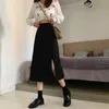 Siyah Etekler Kadın Orta Buzağı Koleji A-Line Yüksek Bel Kore Tarzı OL Tüm Maç Arkadaşlar Artı Boyutu Streetwear Chic Kadın Alt Y0824
