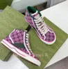 2022 Designers Tennis sneaker canvas Lyx Sko Beige Blå tvättad jacquard denim Dam Skor Ace Gummisula Broderade Vintage Casual Sneakers