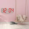 Väggklockor Digital 3D USB Laddat väckarklocka Led Nattljus Sensing Hängande Timepiece