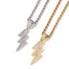 Iced Out Pendant Necklaces Double Lightning Mens Gold Necklace Fashion Hip Hop Jewelry5446026