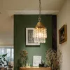 Американская ретро -кристалл Droplight French Creative Lamp Личность входит в ресторанный свет роскошный дом T -подвесной лампы