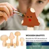 6 Pcs Enfants Inachevés Graffiti Champignon En Bois Champignon En Bois Peg Bois Artisanat Naturel Champignon Inachevé pour DIY Prix Usine Expert Design Qualité Dernier