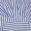 Kvinnors V Neckblå och Vit Stripe Peplum Toppar Ärmlös Blusar Med Ruffles Rainbow Färg Striped Summer Blusas 5XL 4XL 210527