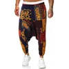Men's Pants Hip Hop Cross-Pants Hippie Baggy Trousers Printed Loose Ankle Unisex Adults Elastic Waist Cotton Linen Low Crotch