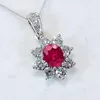 Collane con ciondolo Huitan Collana a forma di girasole per le donne Rosso ovale Cubic Zirconia Splendidi gioielli da sposa da sposa 2022