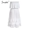 Tweedelige witte strapless split ruche mouwloze lange vrouwen elegante feestjurk vestidos 210414