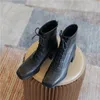 Ankle Boots High Heel Woman Zip Block Shoes Lace Up Square Toe Short Female Autumn Winter Beige Black 210517