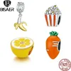 BISAER 925 Sterling Colorful Fruit Vegetables Beads Pendants Fit Charm Bracelet Necklace Silver DIY 925 Jewelry