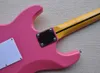 Pink 6 Strings Electric Guitar with HSH Pickups,Yellow Maple Fretboard,Can be Customized